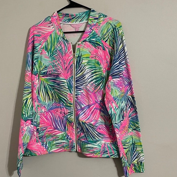 Lilly Pulitzer UPF 50+ Joleen Bomber zip-up jacket in the Scarlet Macaw print XL - Picture 2 of 8